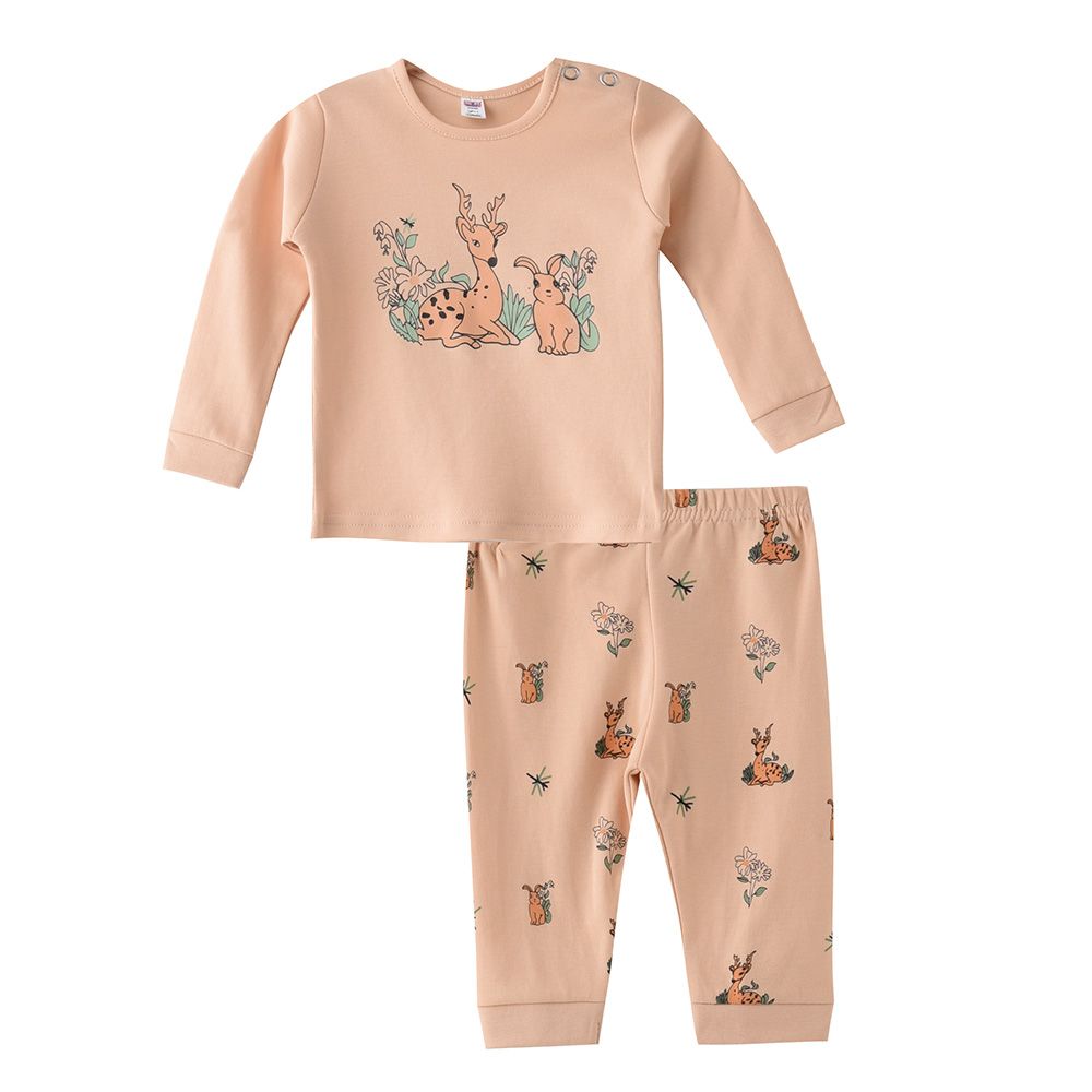 Smart Baby - 2pc-Set - Full Sleeve T-Shirt w/ Pants - Peach