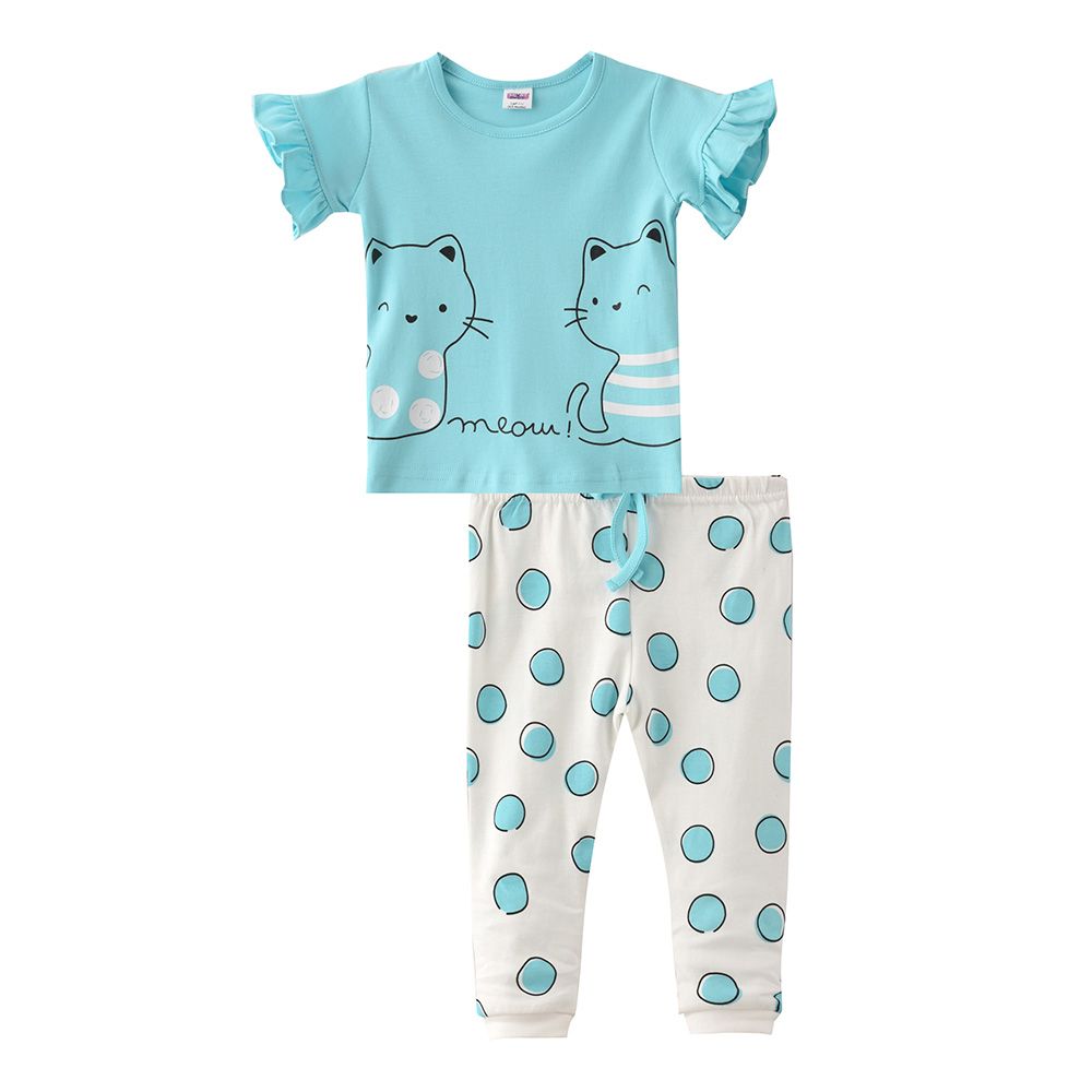 Smart Baby - 2pc-Set - Baby Girl T-Shirt w/ Pants - Sky Blue