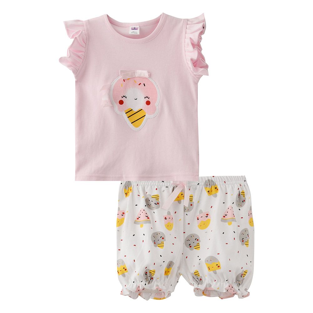 Smart Baby - 2pc-Set - Flare Sleeve T-Shirt w/ Bloomer - Pink