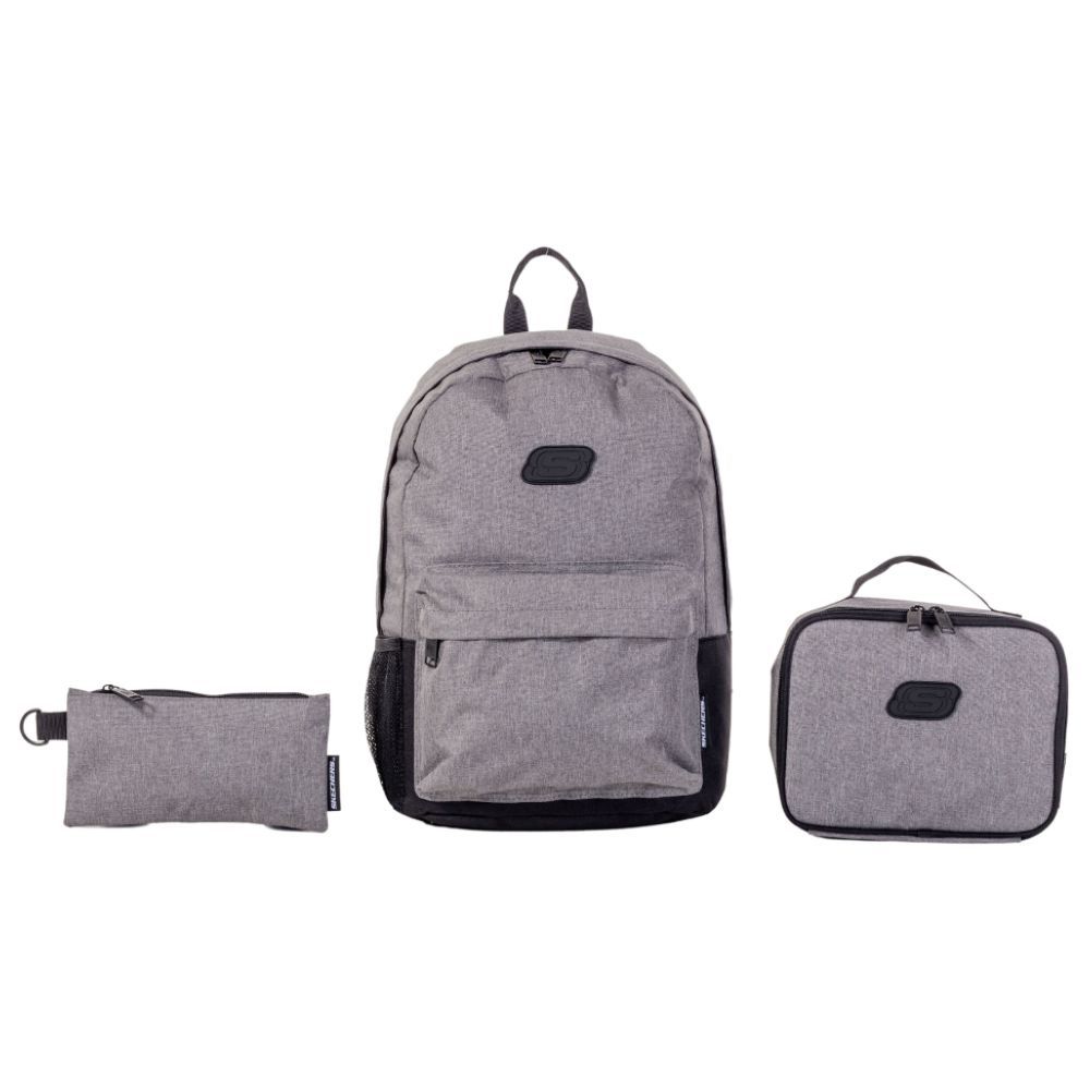 Skechers - Multi Piece Weekender Backpack Set - 3pcs - Grey - 16.75-inch