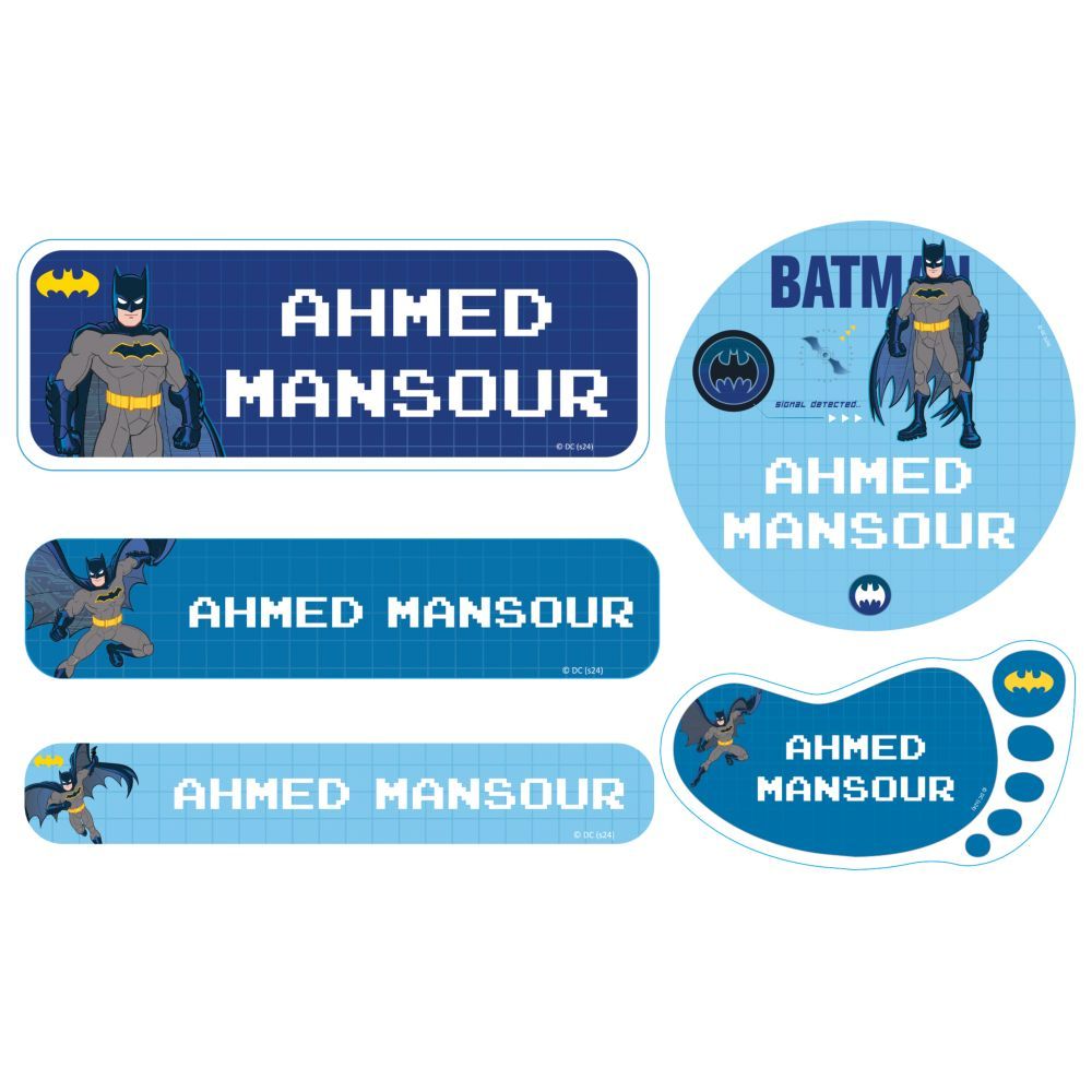 Essmak - Personalised Batman Labels - Blue - 74pcs