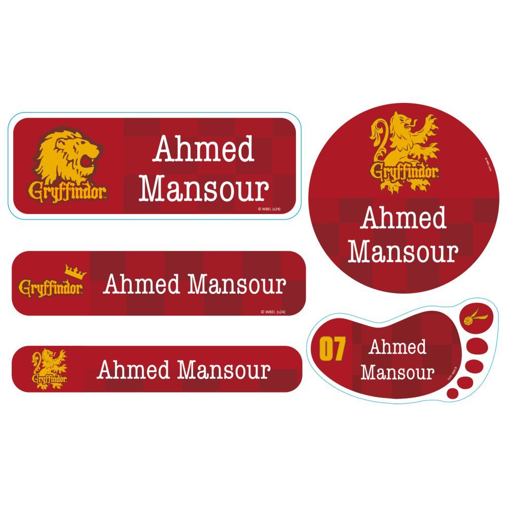 Essmak - Personalised Harry Potter Labels - Gryffindor - 74pcs