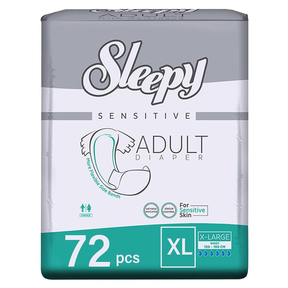 Sleepy - Hypoallergenic Adult Diapers - XL - 120-160 cm - 72 Count