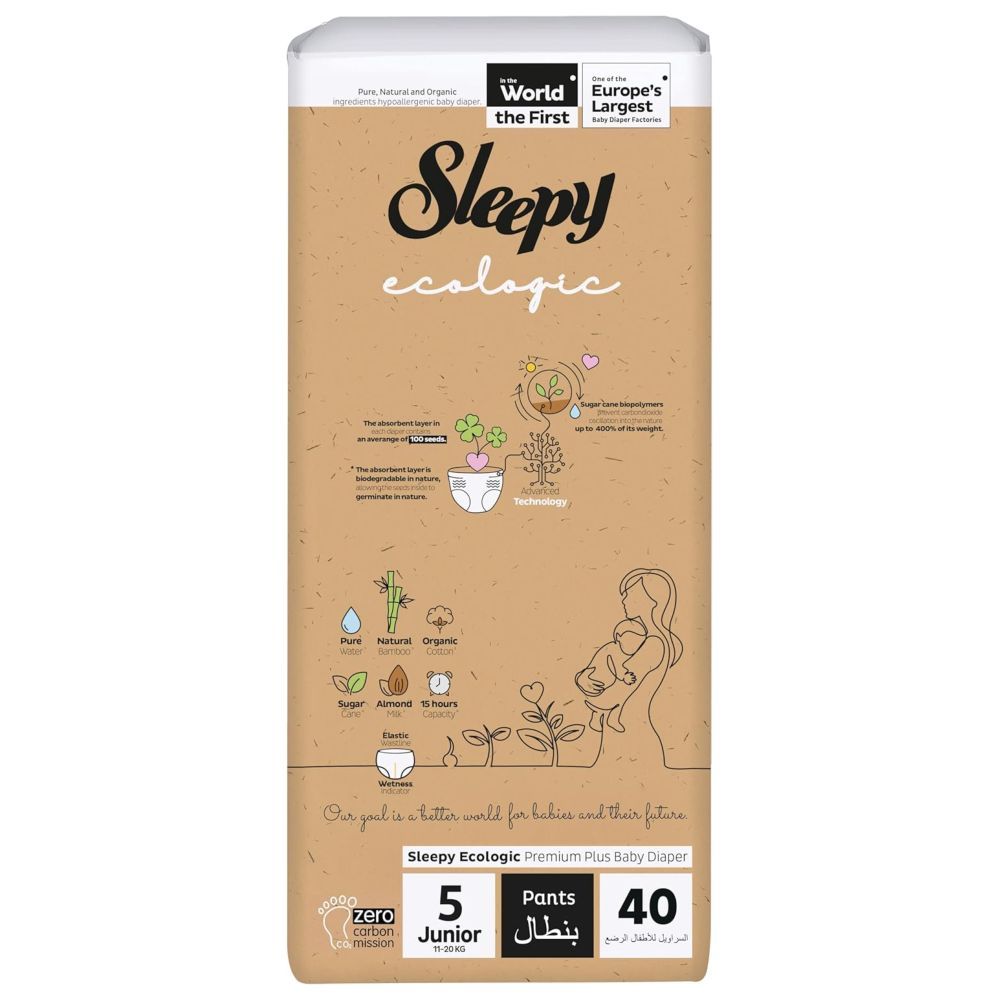 Sleepy - Ecologic Premium Diaper Pants - Size 5 - 11-20 Kg - 40 Count