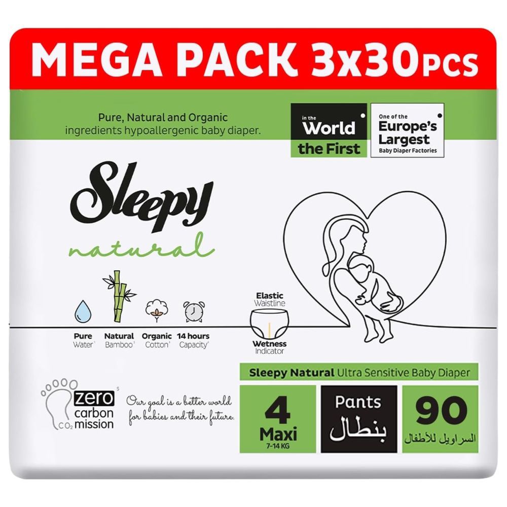 Sleepy - Natural Diaper Pants - Size 4 - 7-14 Kg - 90 Count