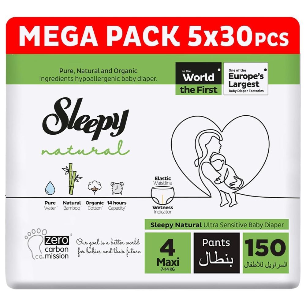 Sleepy - Natural Diaper Pants - Size 4 - 7-14 Kg - 150 Count