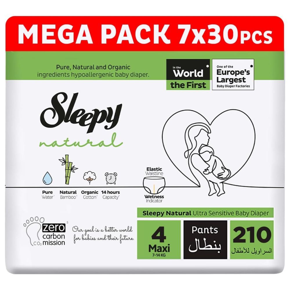 Sleepy - Natural Diaper Pants - Size 4 - 7-14 Kg - 210 Count