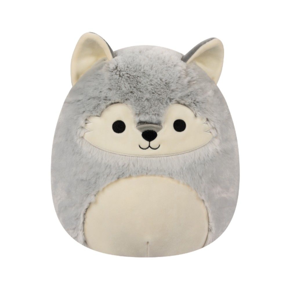 Squishmallows - Fuzzamallows Willy Wolf Plush Toy - Grey - 12-Inch