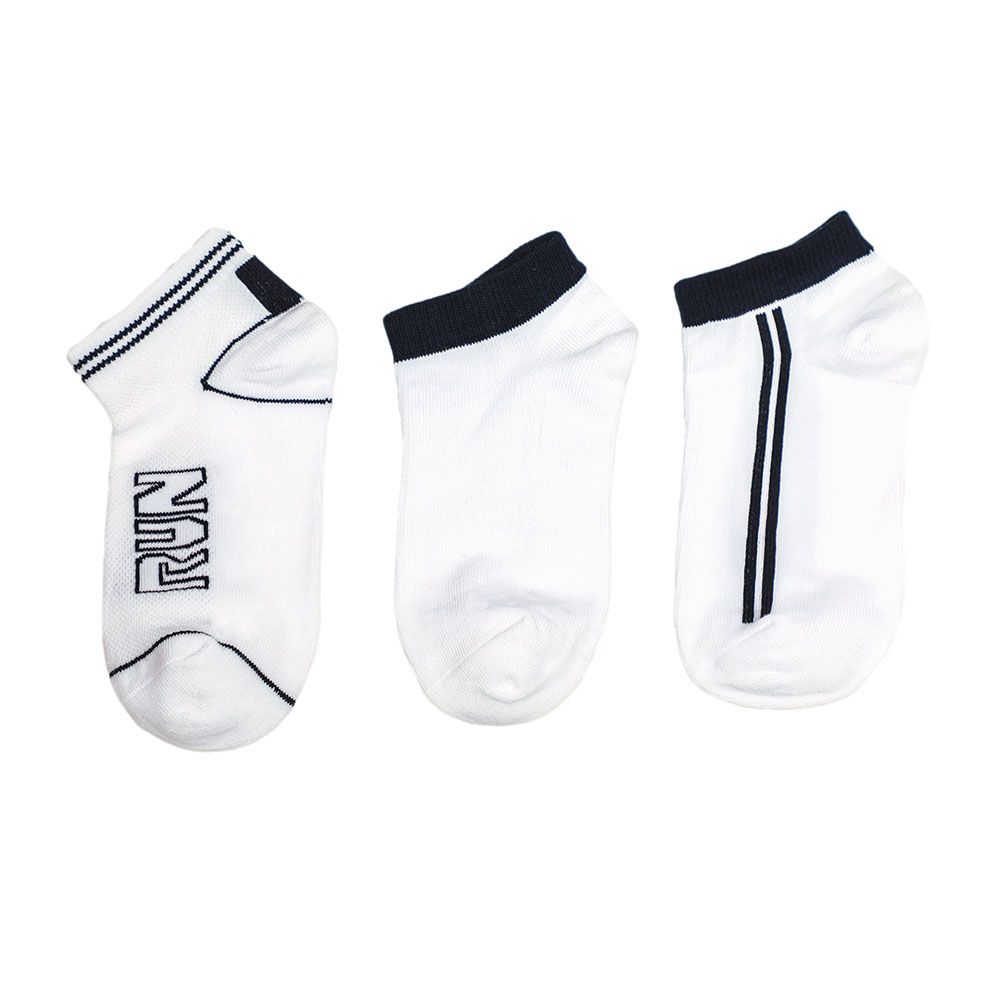 Genius - 3pc-Set - Boy's Trainer Socks - White/Black