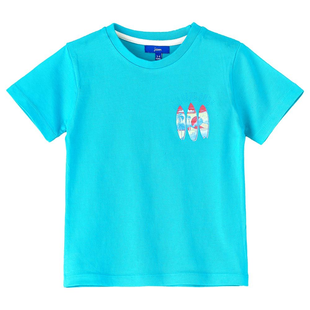 Jam - Boy's Spring And Summer Cotton Short-Sleeve Tees - Aqua Blue