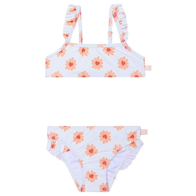 Swim Essentials - 2Pc-Set - Flower Hearts All Over Girls Bikini - White