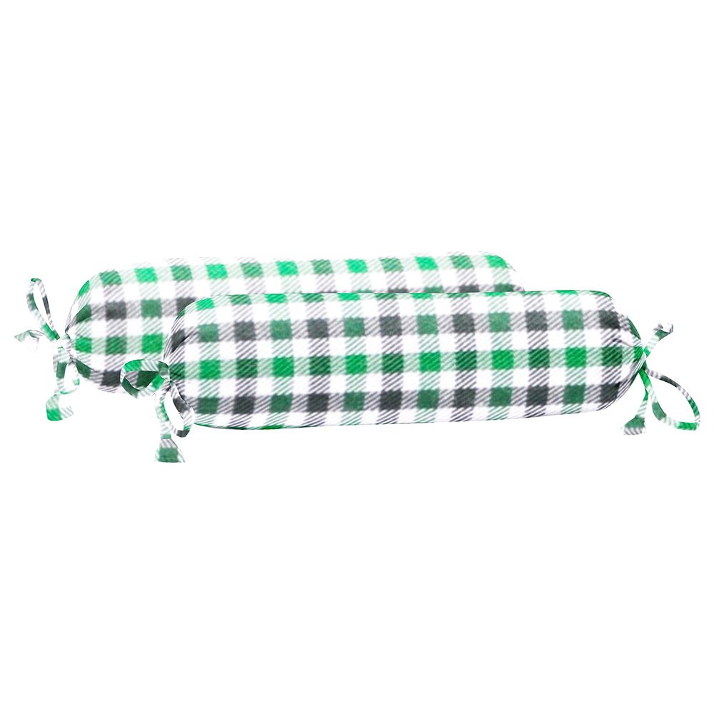 The Baby Atelier - Organic Checkered Baby Bolster Cover Set - Green/Black - Pack of 2