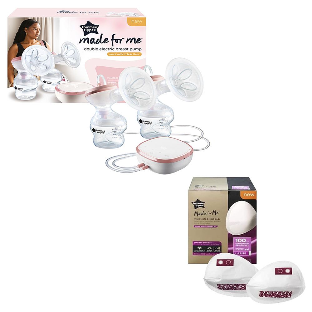 Tommee Tippee - Double Electric Breast Pump w/ 100pcs Large Breast Pads