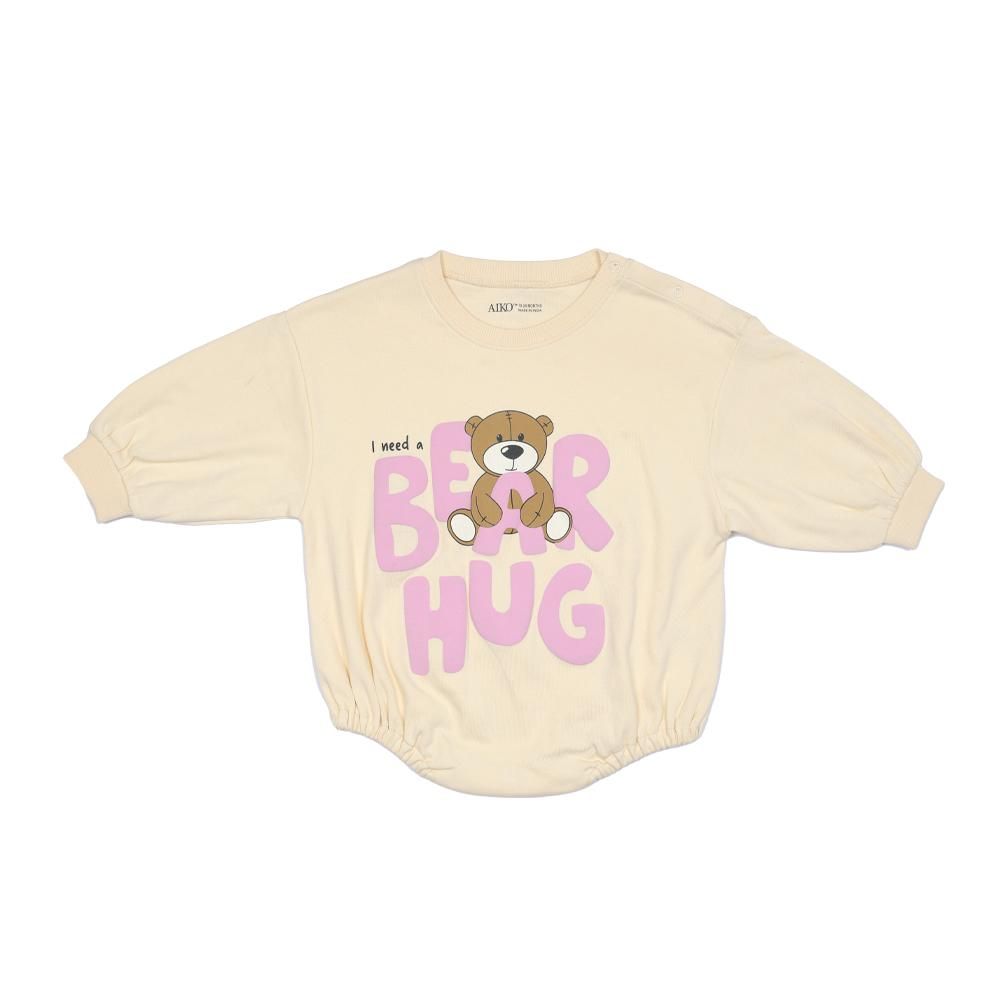 Aiko - Baby Bodysuit W/Bear Print - Beige