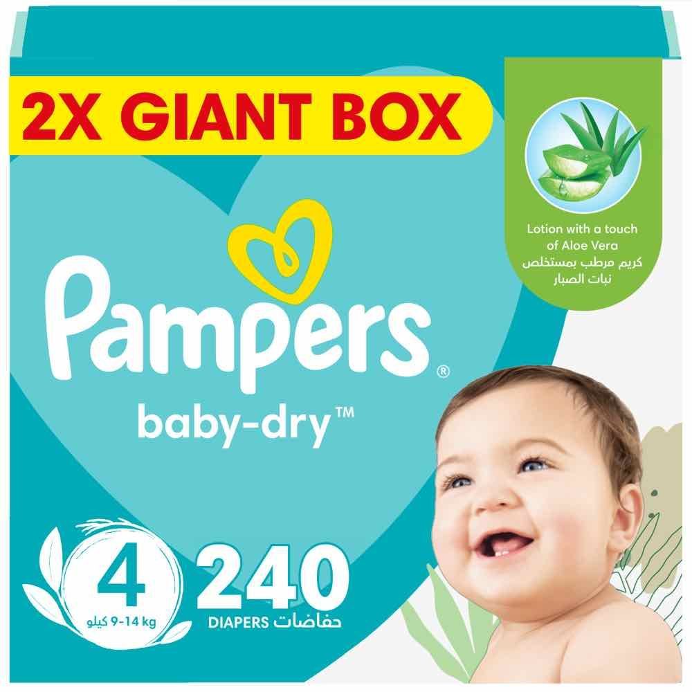 Pampers - Baby-Dry Taped Diapers - Size 4, 9-14kg, 240 Count