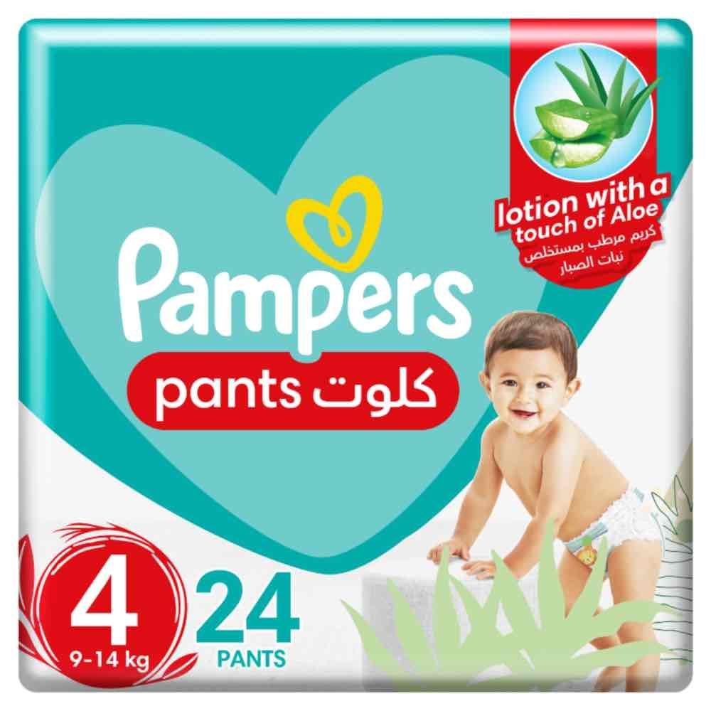 Pampers - Baby-Dry Pants Diapers with Aloe Vera Lotion, 360 Fit, Size 4, 9-14kg, Carry Pack, 24 Count