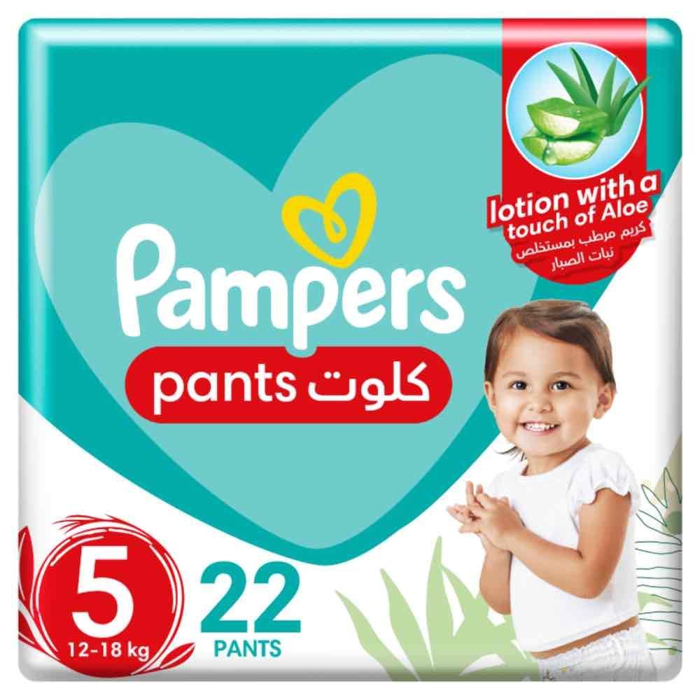 Pampers - Baby-Dry Pants Diapers with Aloe Vera Lotion, 360 Fit, Size 5, 12-18kg, Carry Pack, 22 Count