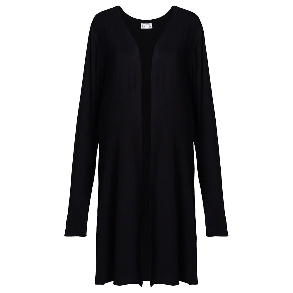 Tummy - Maternity Full Sleeves Open Front Long Shrug - Black