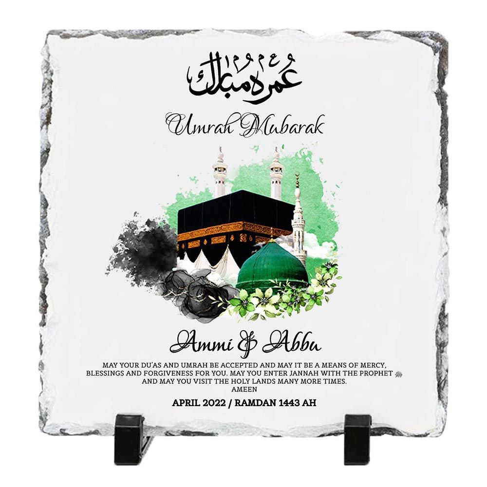 Zayoshe - Umrah Mubarak Personalized Rock Slate - White