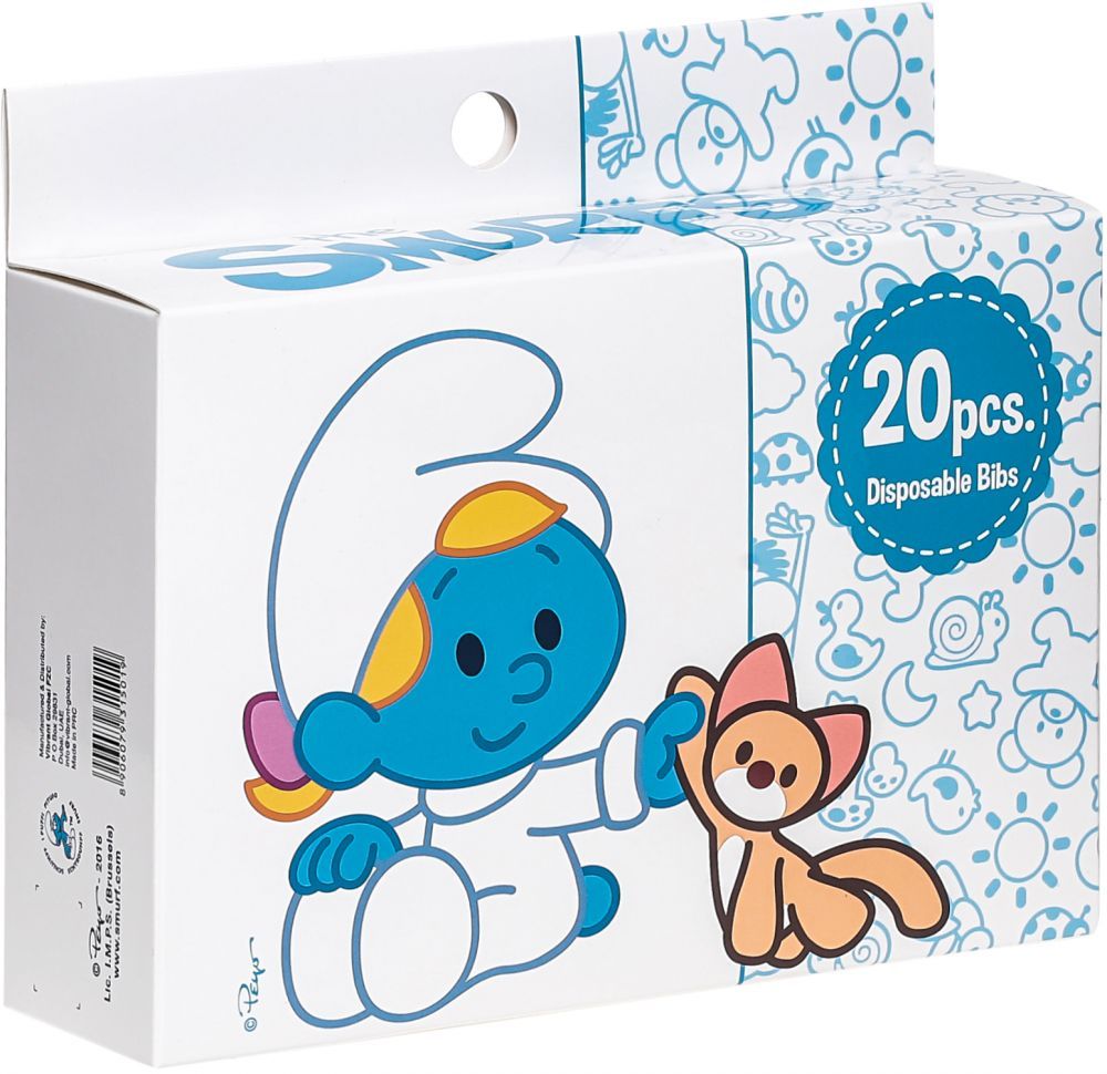 Smurf - Box of 20 Disposable Bibs