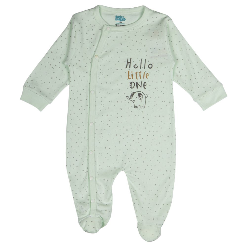 Babies Basic - 100% Cotton Long Sleeves Footed Sleepsuit - Mint