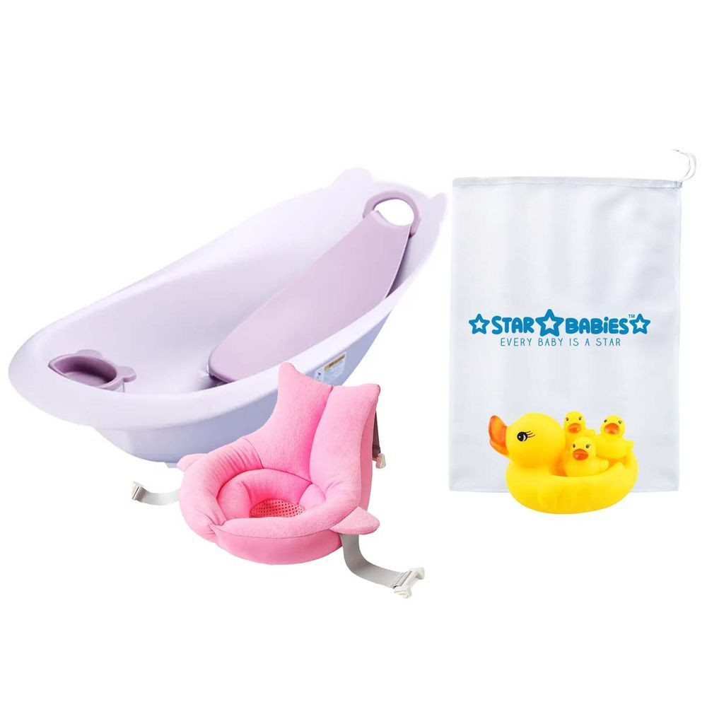 Star Babies - Stage Bathtub & Sink Bather w/ Rubber Duck - Pack Of 3 - Pink