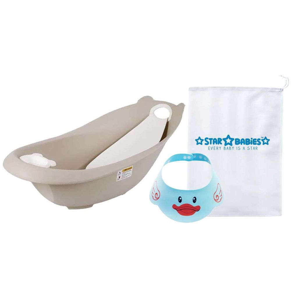 Star Babies - Smart Bath Tub Brown w/ Blue Shower Cap