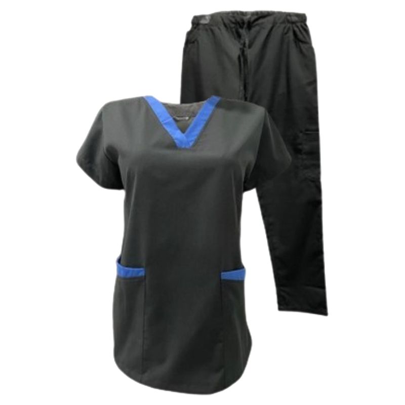 Veronica - 2pc-Set - Scrub Set Uniform w/ Contrast Patch - Charcoal