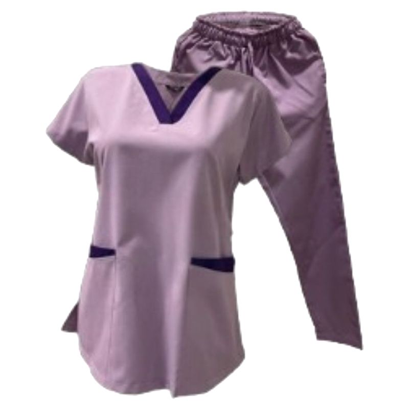 Veronica - 2pc-Set - Scrub Set Uniform w/ Patch - Light Purple