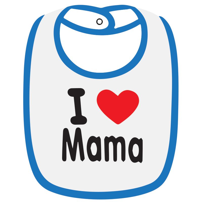 Twinkle Hands I love Mama Baby Bib, White/Blue