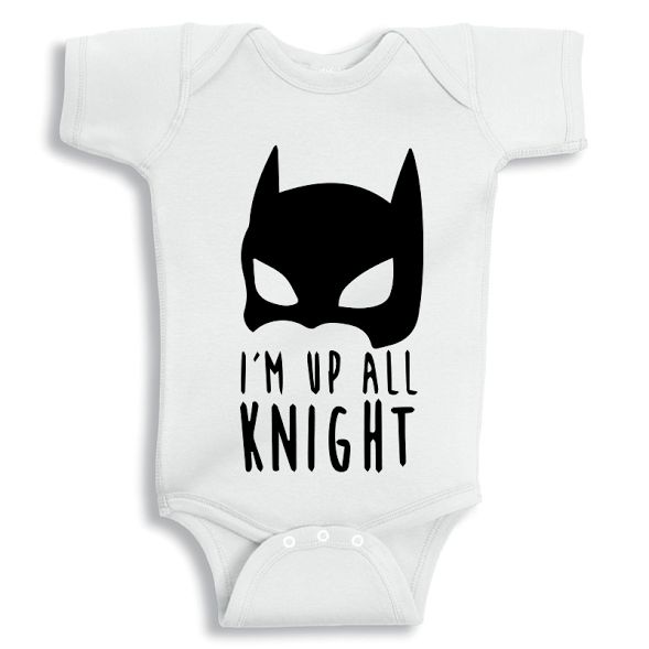 Twinkle Hands I Am Up All Knight Baby Onesie, White