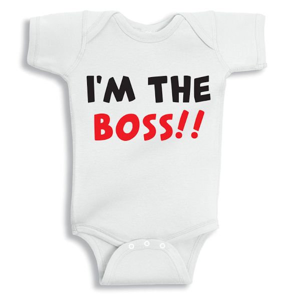 Twinkle Hands I Am The Boss Baby Onesie, White