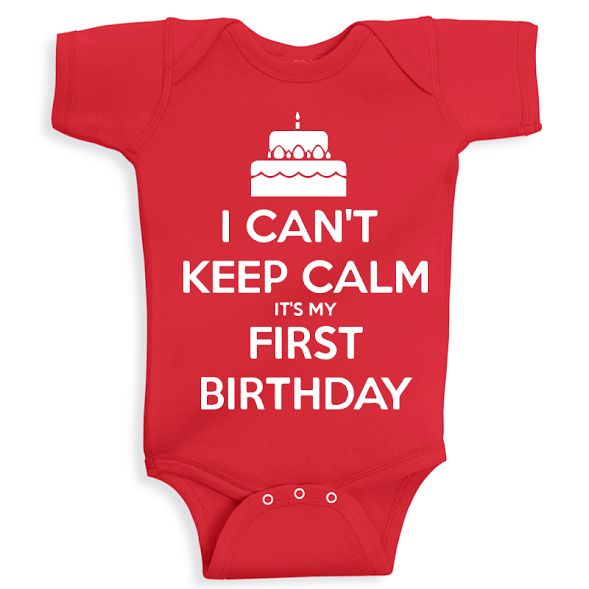 Twinkle Hands First Birthday Baby Onesie, Red 