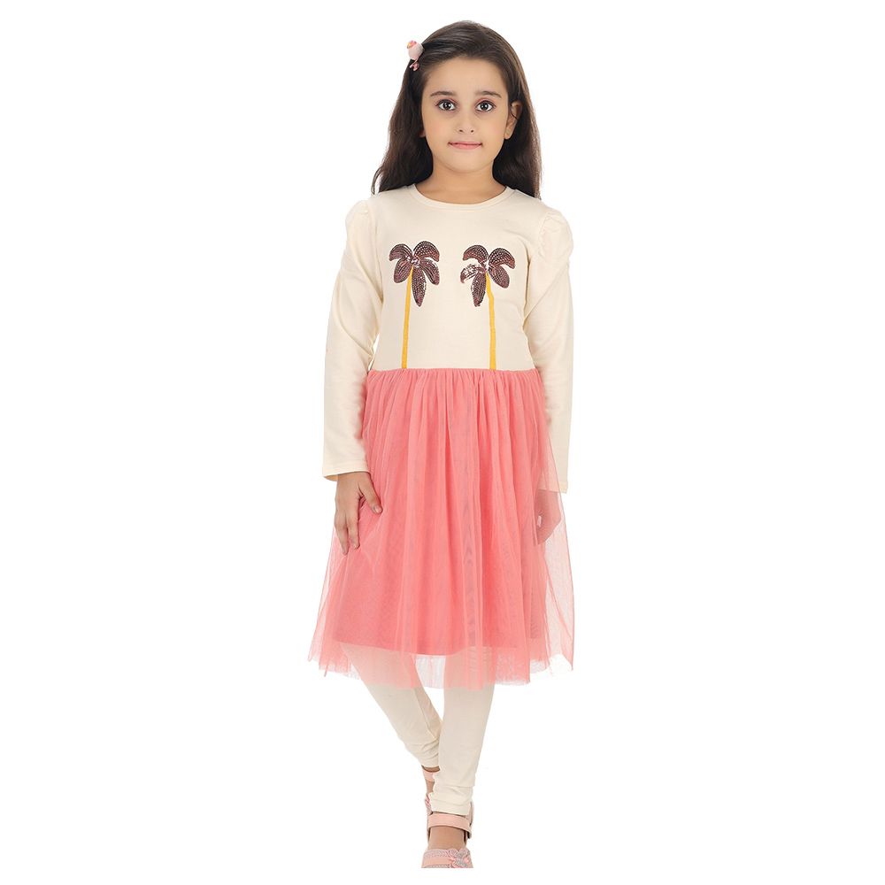 Genius - 2pc-Set - Girl Tunic Top And Leggings - Cream/Peach