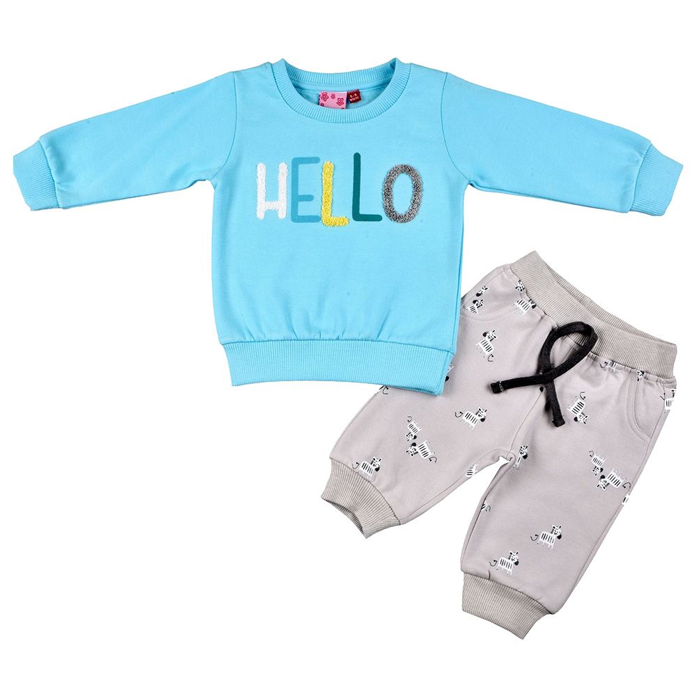 Smart Baby - 2pc-Set - Baby Girl Sweatshirt And Joggers - Sky