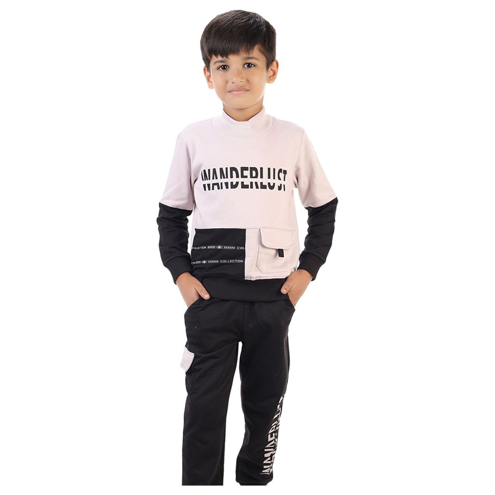 Genius - 2pc-Set - Boy High Neck Tee And Joggers - Cream/Black