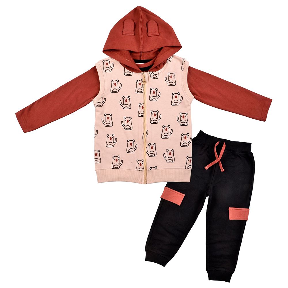 Smart Baby - 3pc-Set - Baby Boy Shirt, Jacket And Joggers - Beige