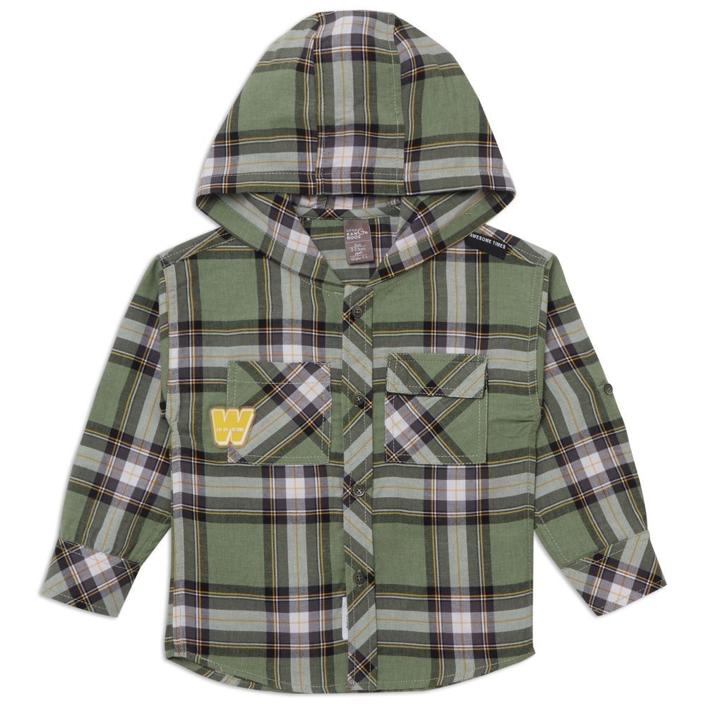 Little Kangaroos - Boy's Full Sleeves Hooded Shirt - Pista