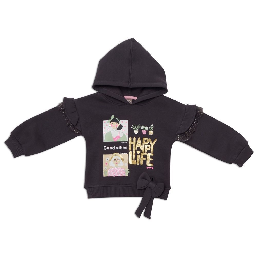 Little Kangaroos - Girl's Hooded Sweatshirt - Charcoal