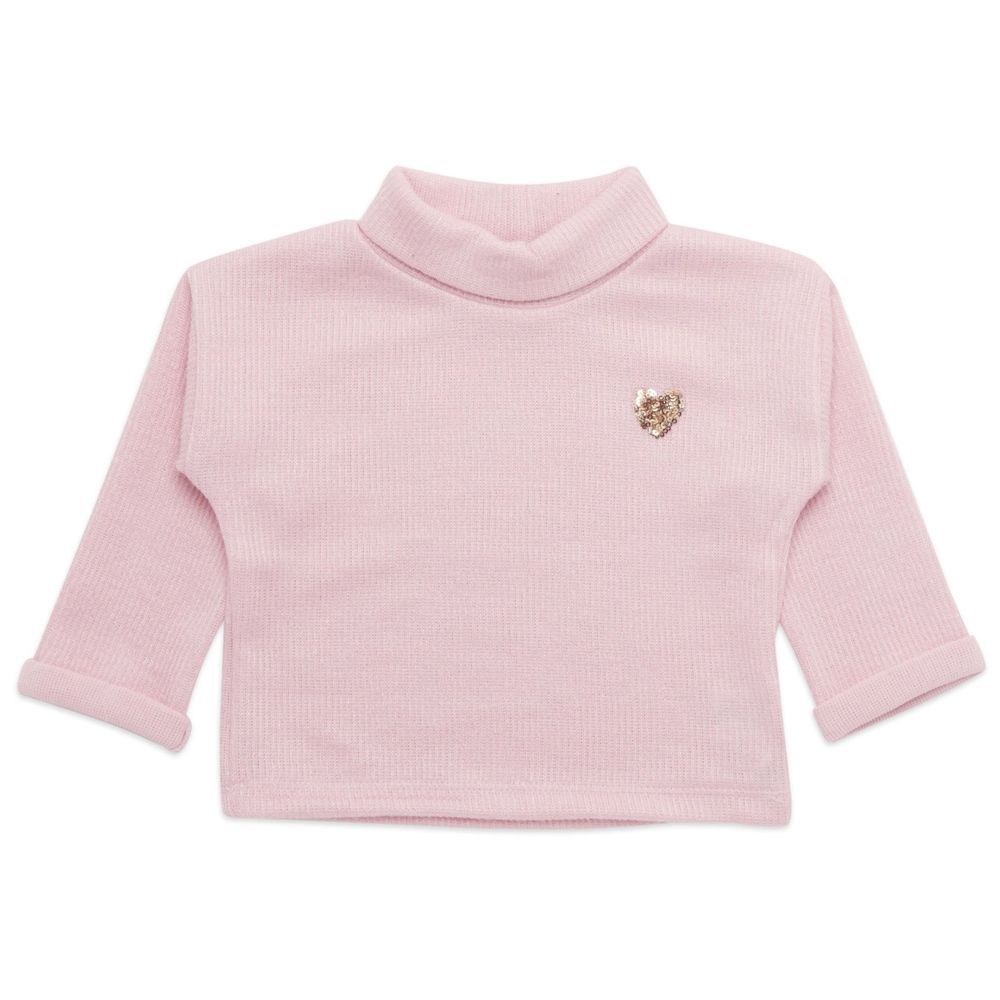 Little Kangaroos - Girl's Turtle Neck Sweatshirt - Baby Pink