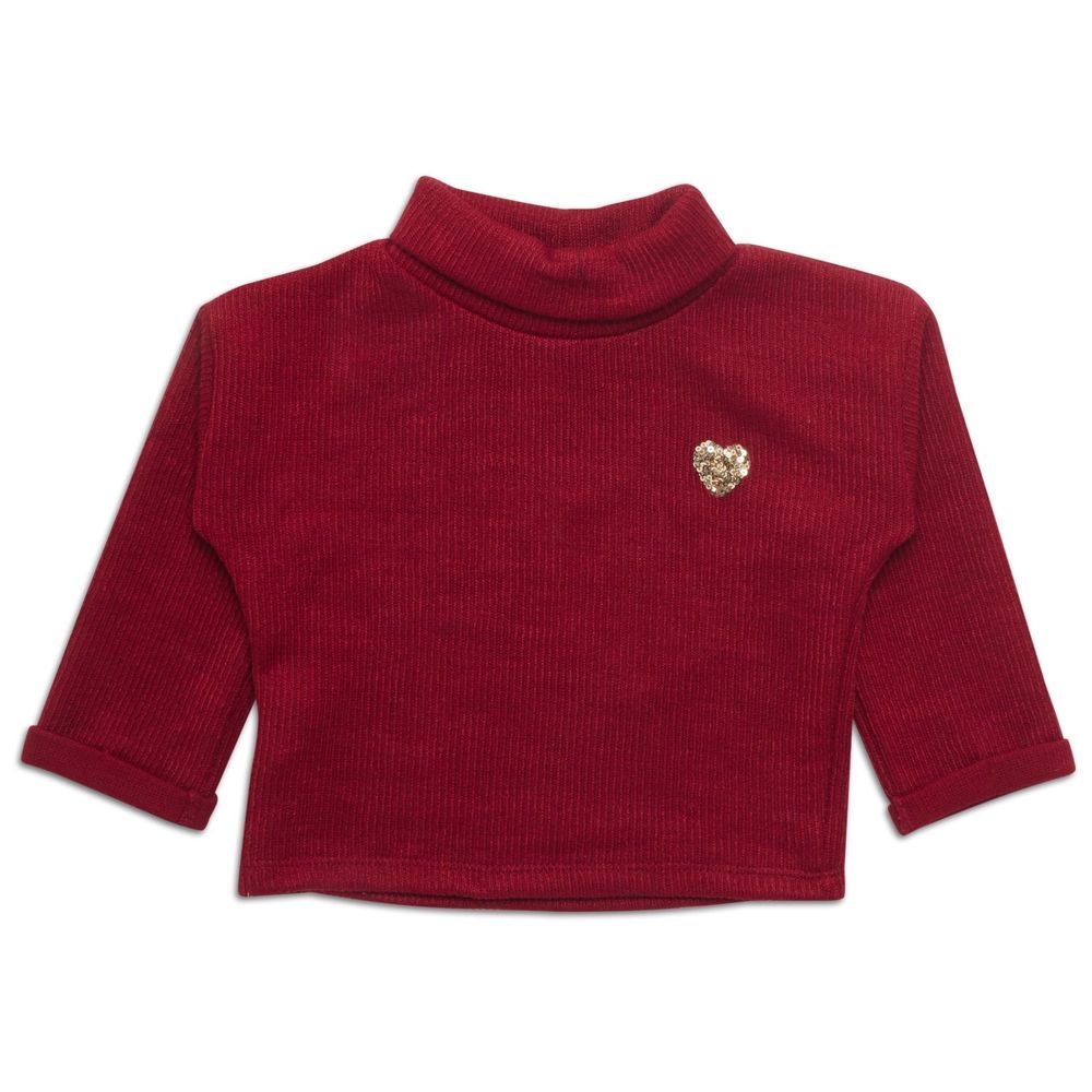 Little Kangaroos - Girl's Turtle Neck Sweatshirt - Maroon