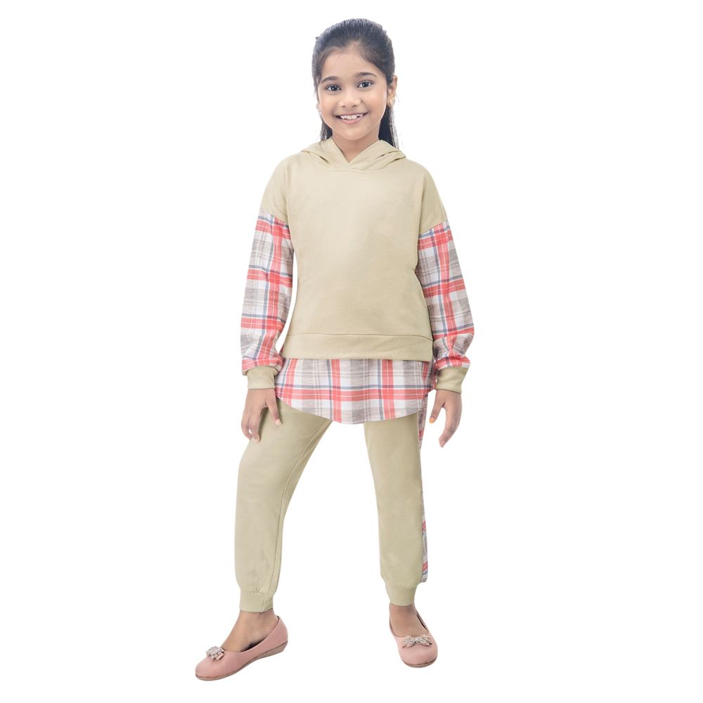 Genius - 2pc-Set - Girl Hooded Neck Sweatshirt w/ Jogger - Ivory