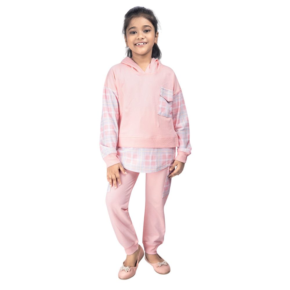 Genius - 2pc-Set - Girl Hood Sweatshirt w/ Jogger - Peach