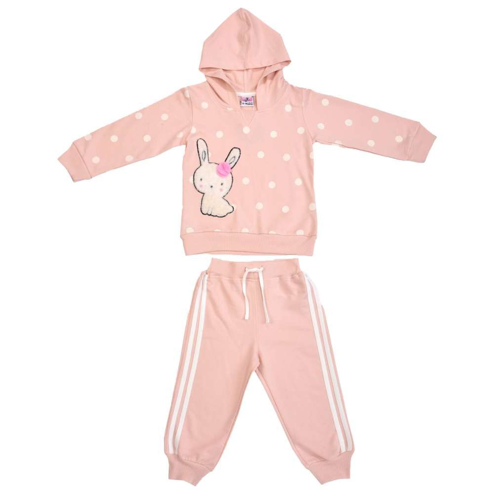 Smart Baby - 2pc-Set - Baby Girl Hoodie Sweatshirt w/ Jogger - Peach