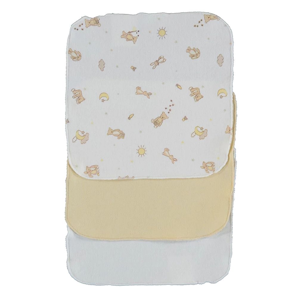 Bebetto - 3pc-Set - Baby Girls Handkerchief - Beige/White