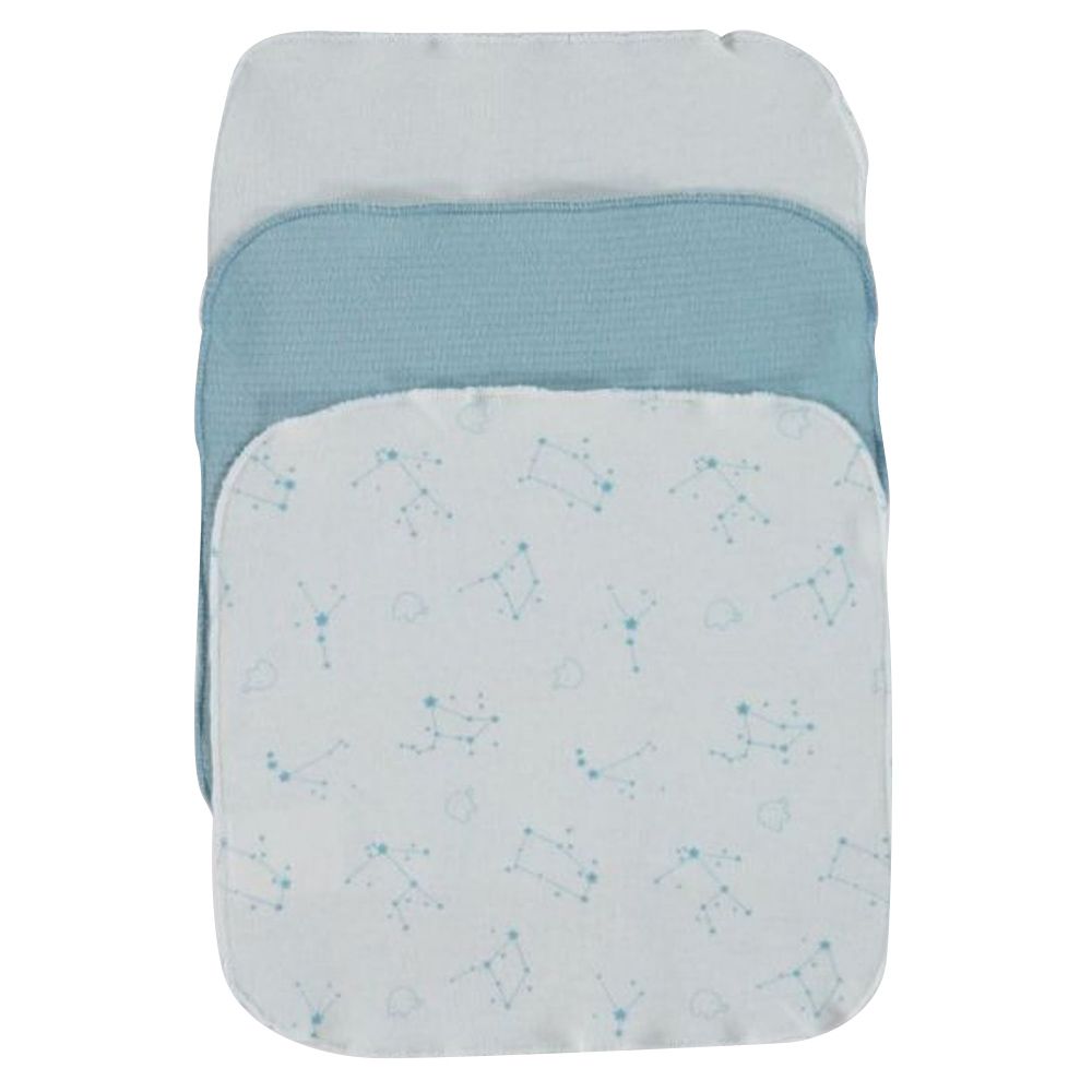 Bebetto - 3pc-Set - Baby Boy Handkerchief Set - Blue/White