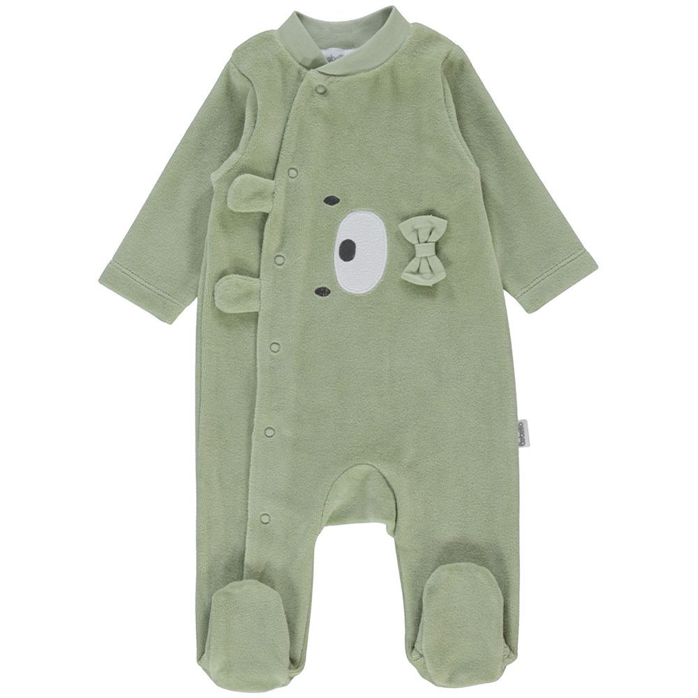 Bebetto - Baby Boy Velvet Footie Sleepsuit - Green