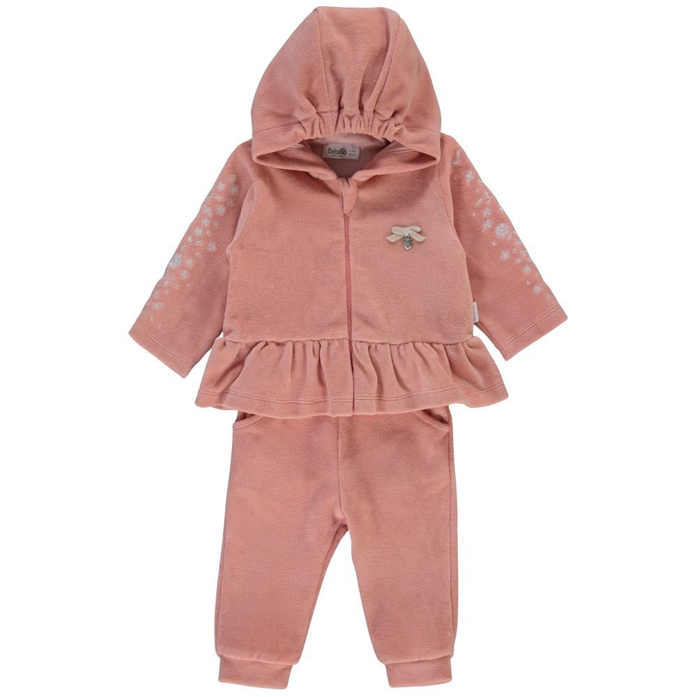 Bebetto - 2pc-Set - Baby Girls Hooded Jacket & Joggers - Dusty Rose