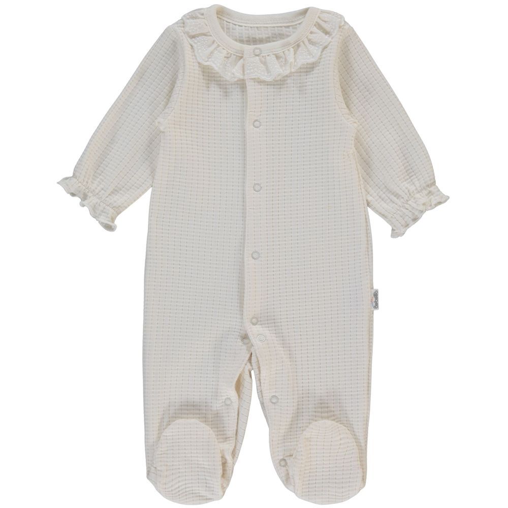 Bebetto - Baby Girls Long Sleeve Footie Sleepsuit - Ecru