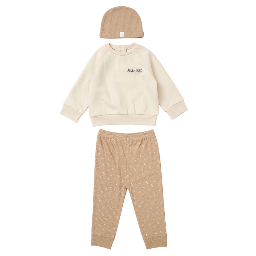 Lily & Jack - 3pc-Set - Baby Boy Sweatshirt w/ Jogger - Brown/Beige